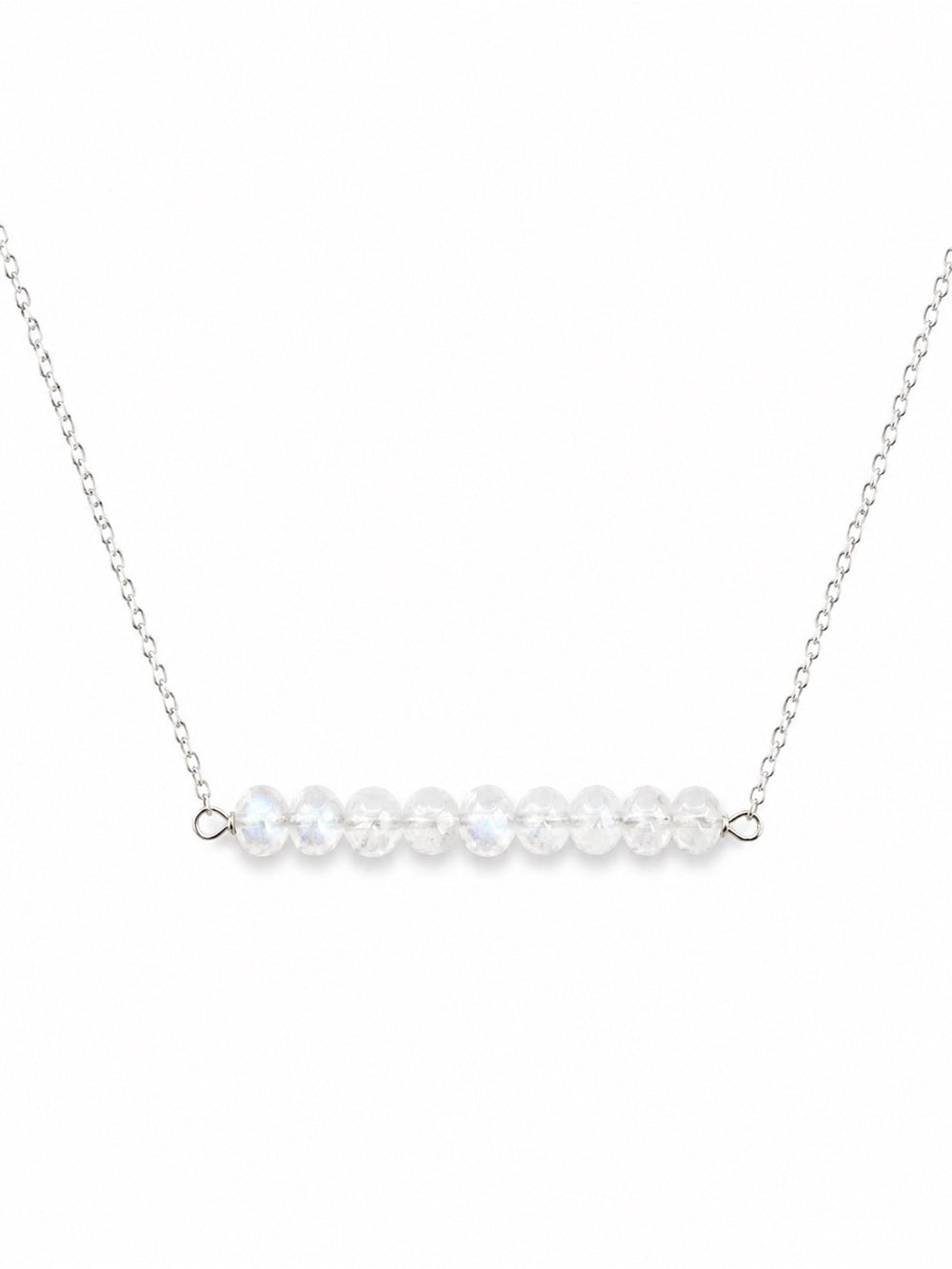 N51 Moonstone Round Bar Necklace (S925)