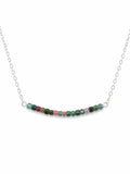 N56 Rainbow Tourmaline Bar Necklace (S925)