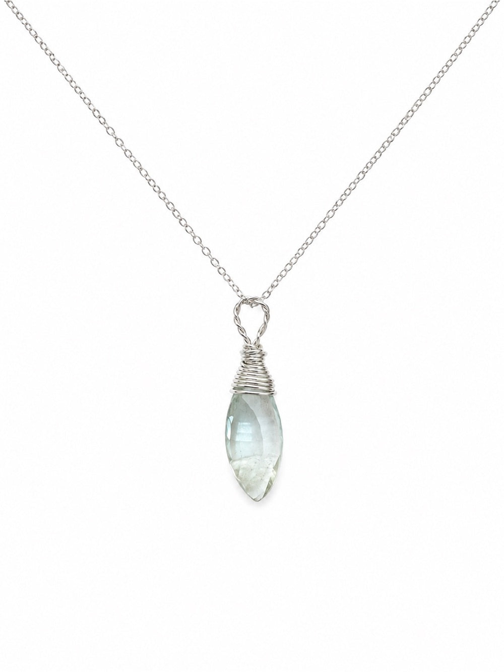 N62 Green Amethyst Marquise Shaped Necklace (S925)