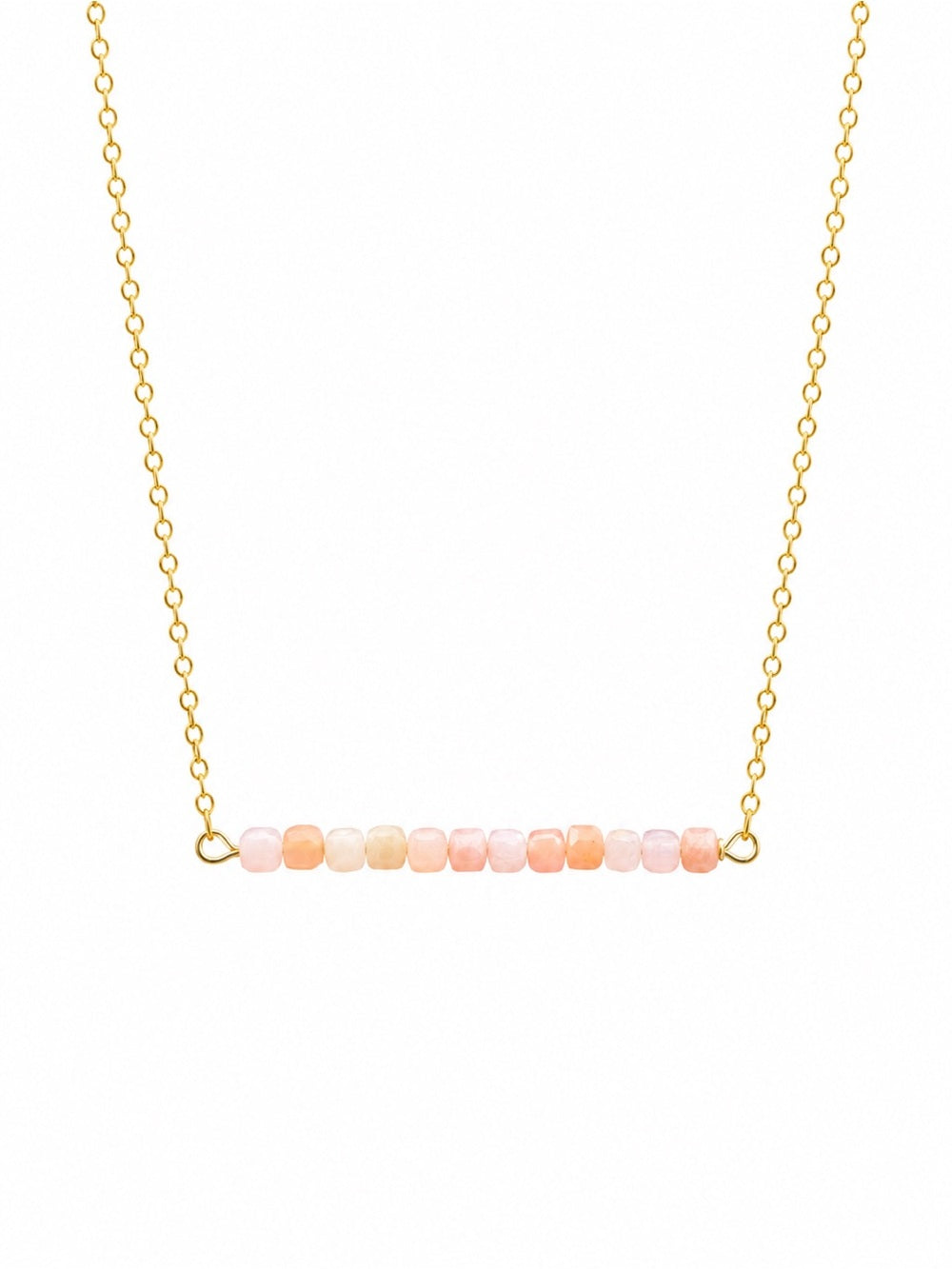 N55 Gold Filled Pink Opal Bar Necklace