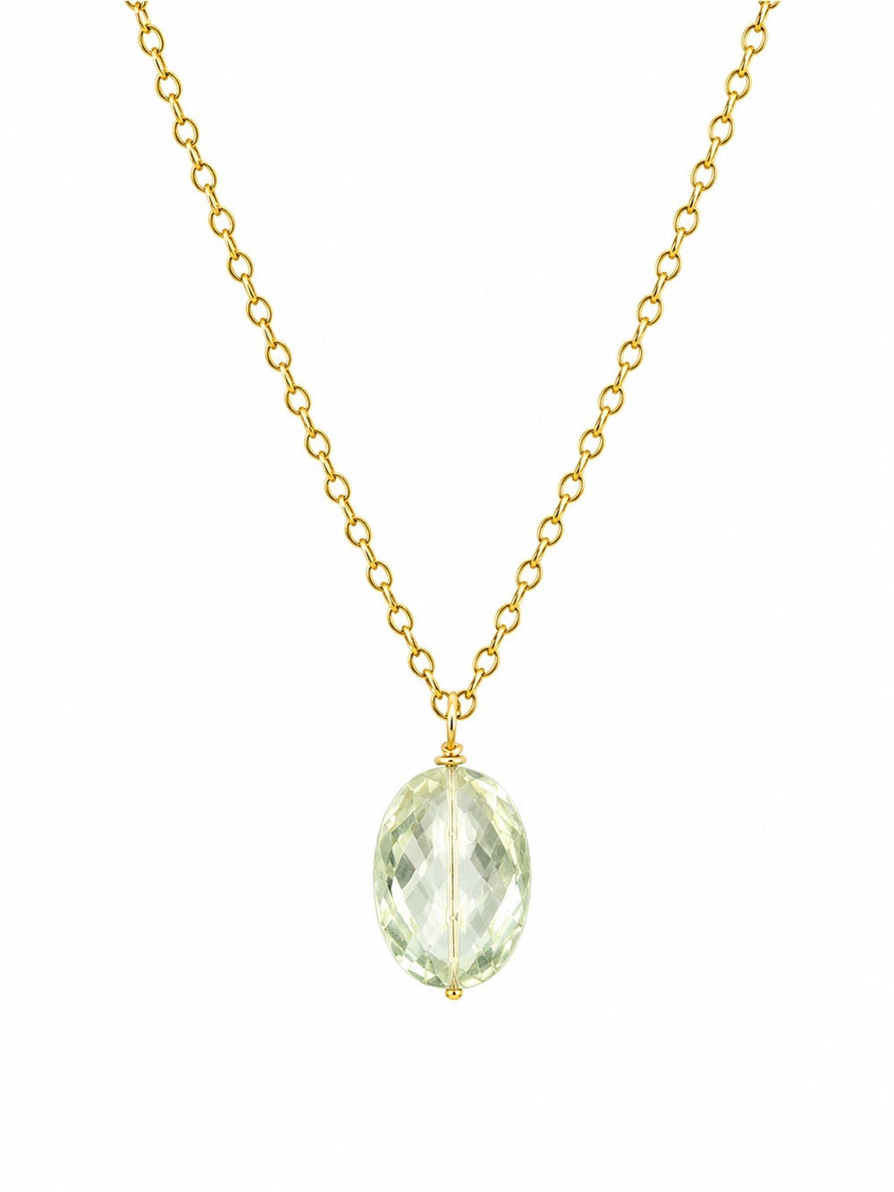 N19 Gold Filled Green Amethyst Bar Necklace