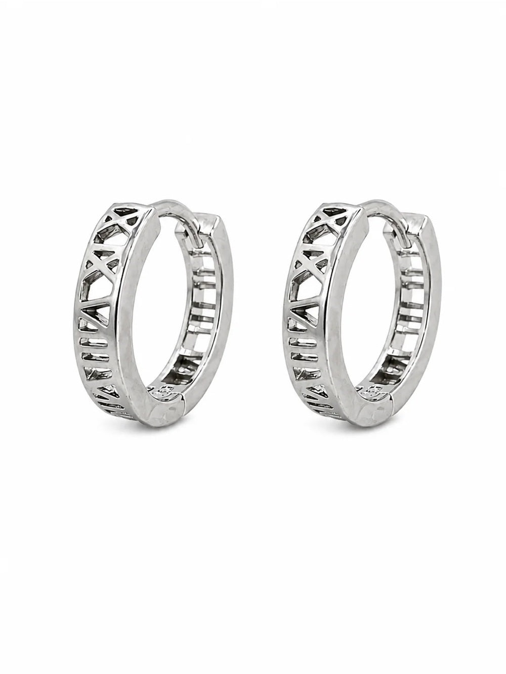 Silver Roman Numeral Huggies (Style #24)