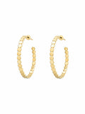 Gold Flat Beaded Hoop Earrings