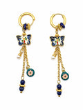 Lapis and Pearl Butterfly Earrings (S925)