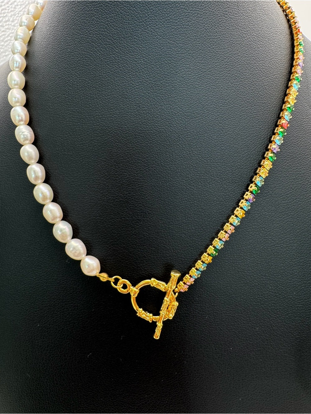 Rosé Gemstone Pearl Necklace #EN12