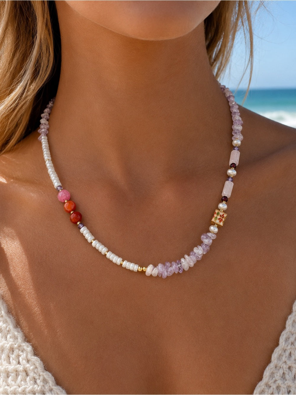 Blush Gemstone Necklace #EN27