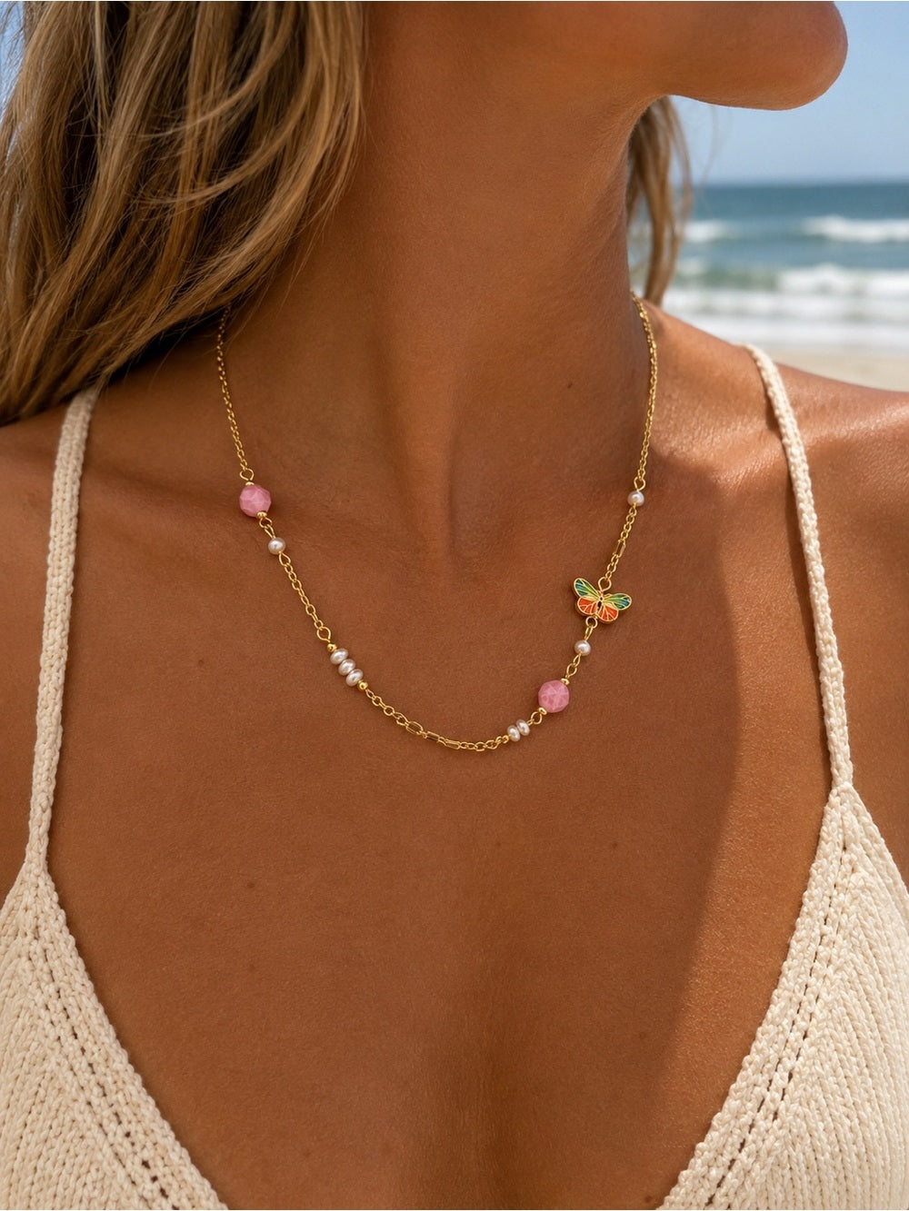Nectar Butterfly Gemstone Necklace #EN54