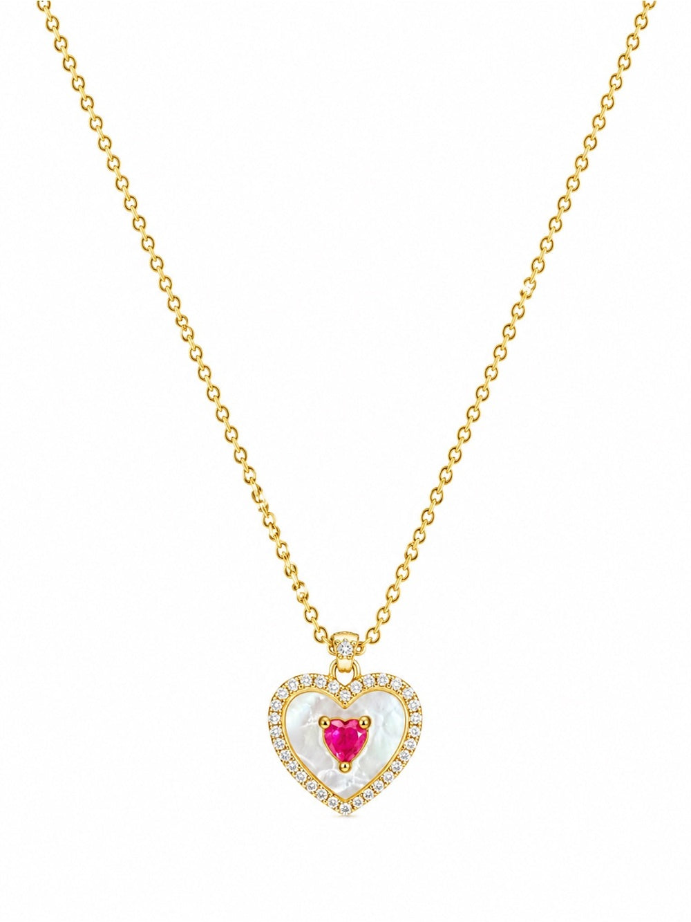 Mother of Pearl Heart Necklace (#EN67)
