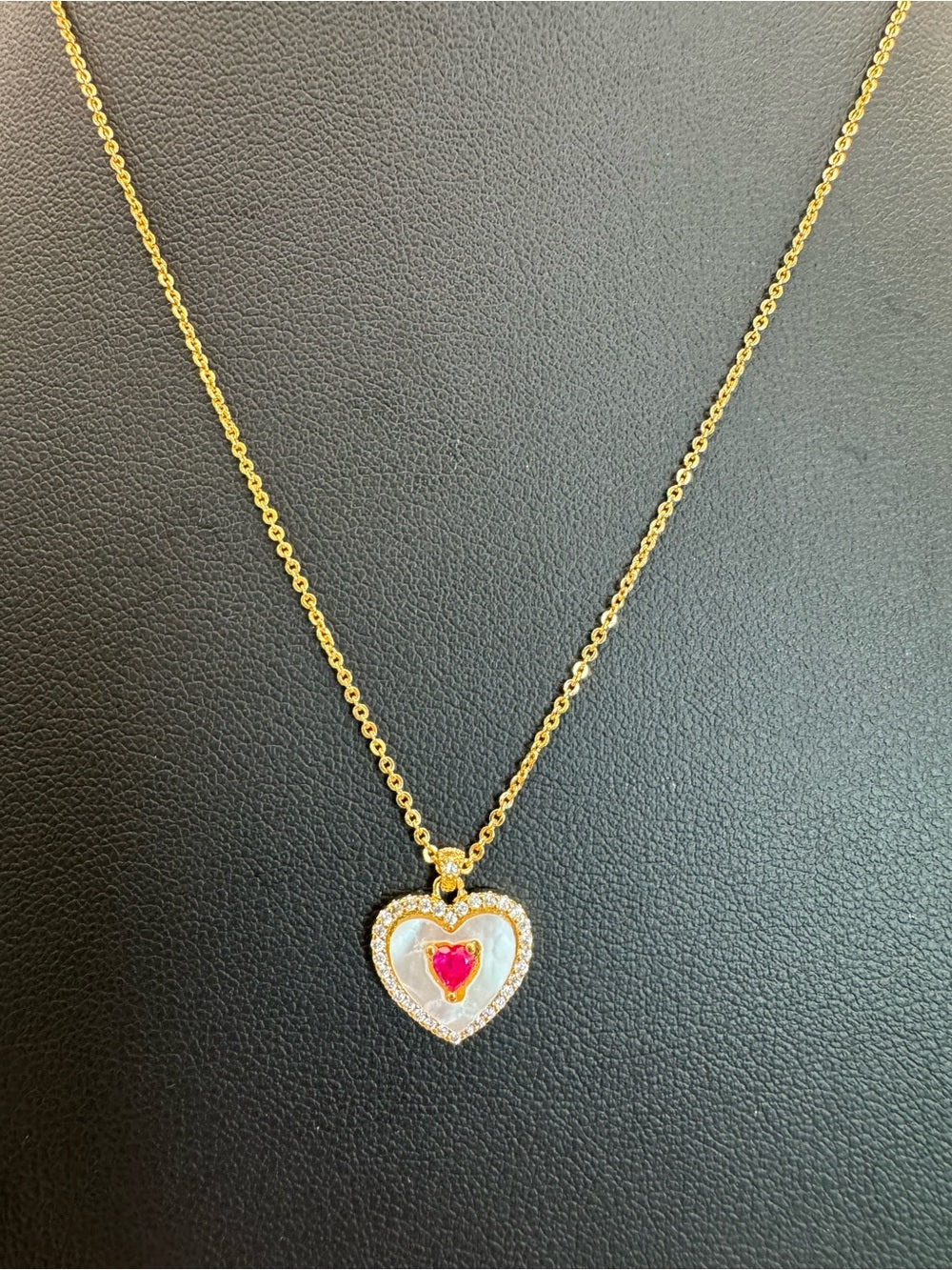 Mother of Pearl Heart Necklace (#EN67)