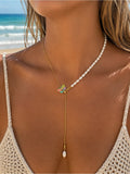 Freshwater Pearl Butterfly Necklace (#EN87)