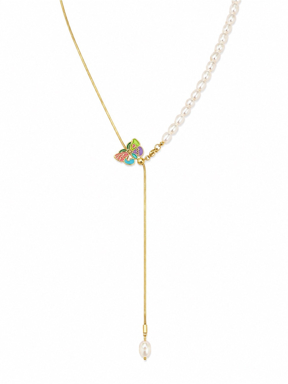 Freshwater Pearl Butterfly Necklace (#EN87)