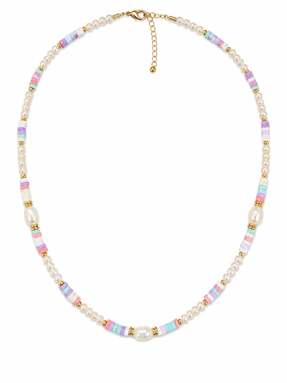 Candy Colored Agate, Freshwater and Faux Pearl Gemstone Necklace #EN83