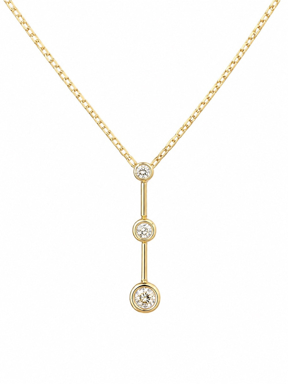 Natural Diamond Triple Bezel Pendant (14k Solid Gold)