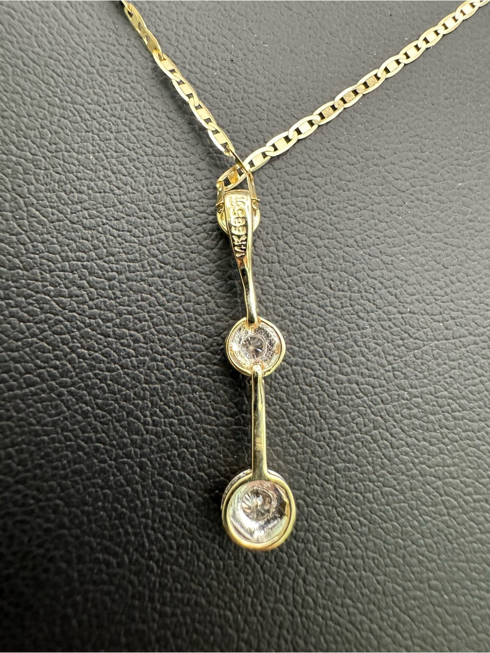 Natural Diamond Triple Bezel Pendant (14k Solid Gold)