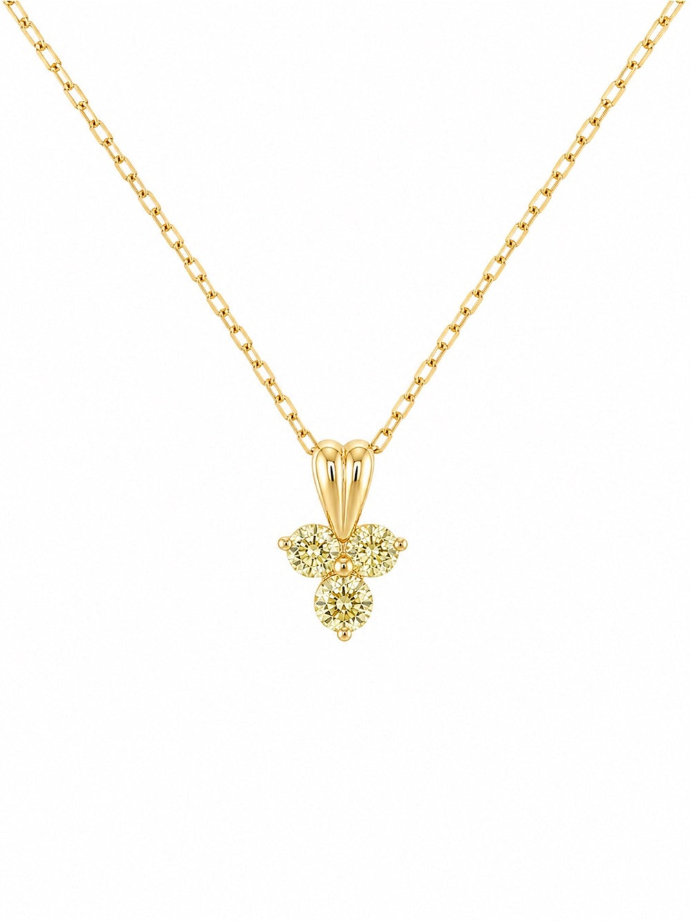 Natural Yellow Diamond Clover Pendant (18k Gold)