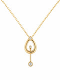 Natural Diamond Open Teardrop Pendant with Swinging Diamond (18k Solid Gold)