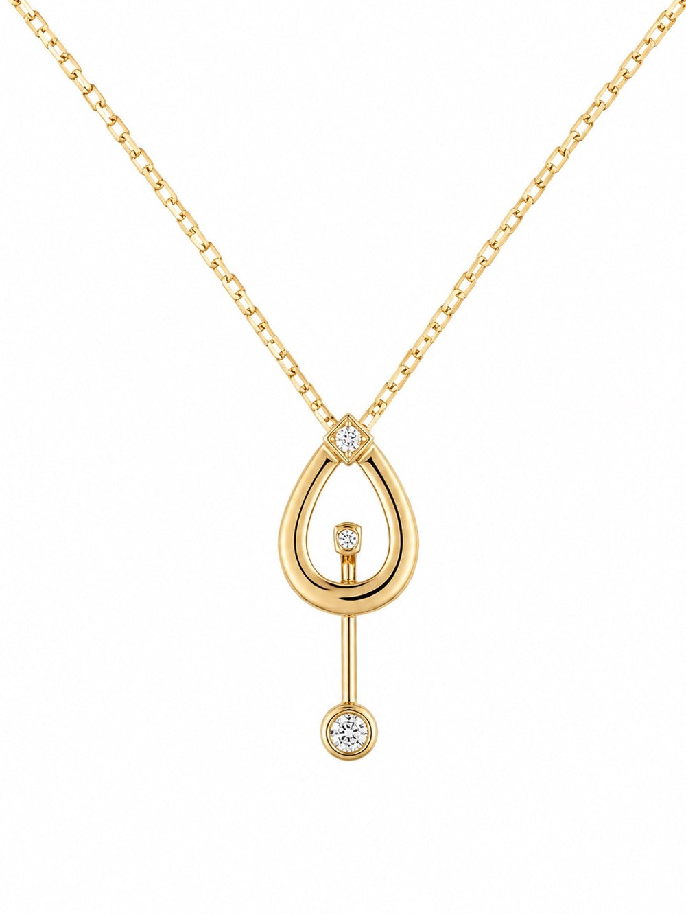 Natural Diamond Open Teardrop Pendant with Swinging Diamond (18k Solid Gold)