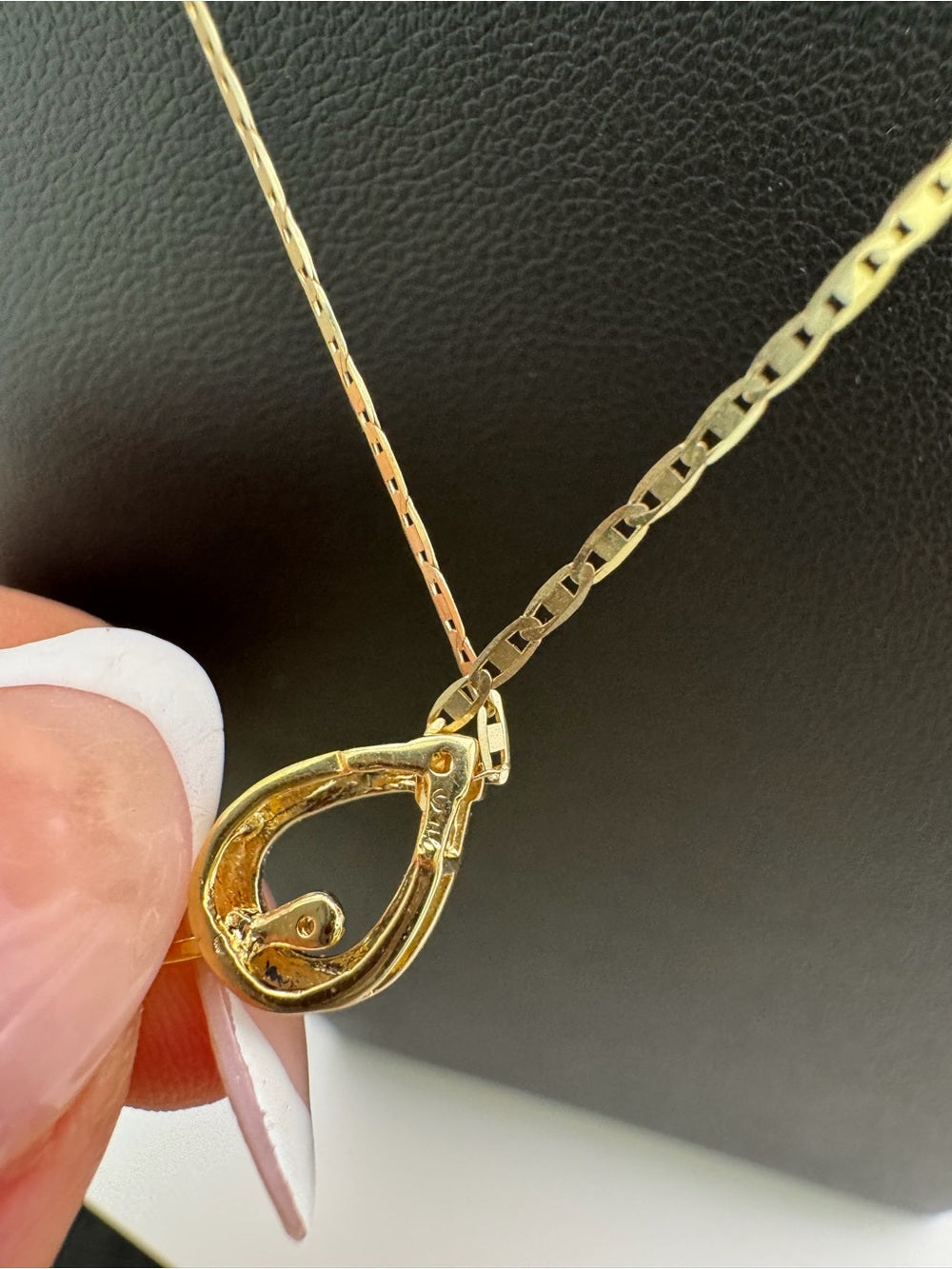 Natural Diamond Open Teardrop Pendant with Swinging Diamond (18k Solid Gold)