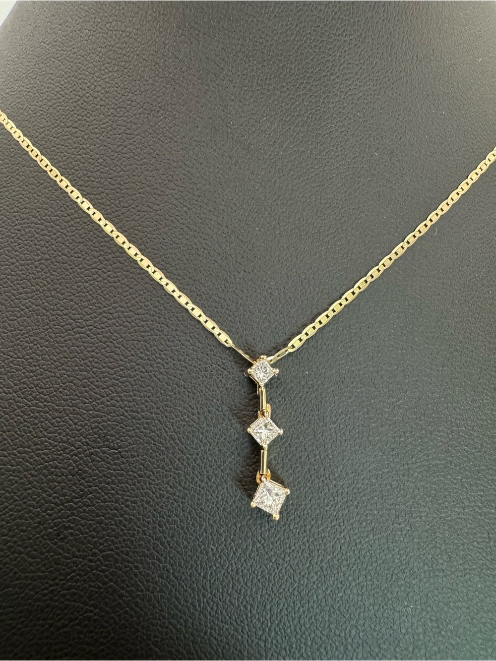 Natural Diamond Triple Drop Pendant (14k Gold)