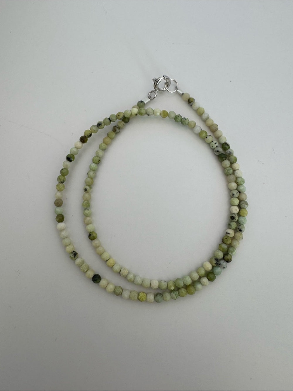 Chrysophrase Gemstone Double Bracelet (S925)