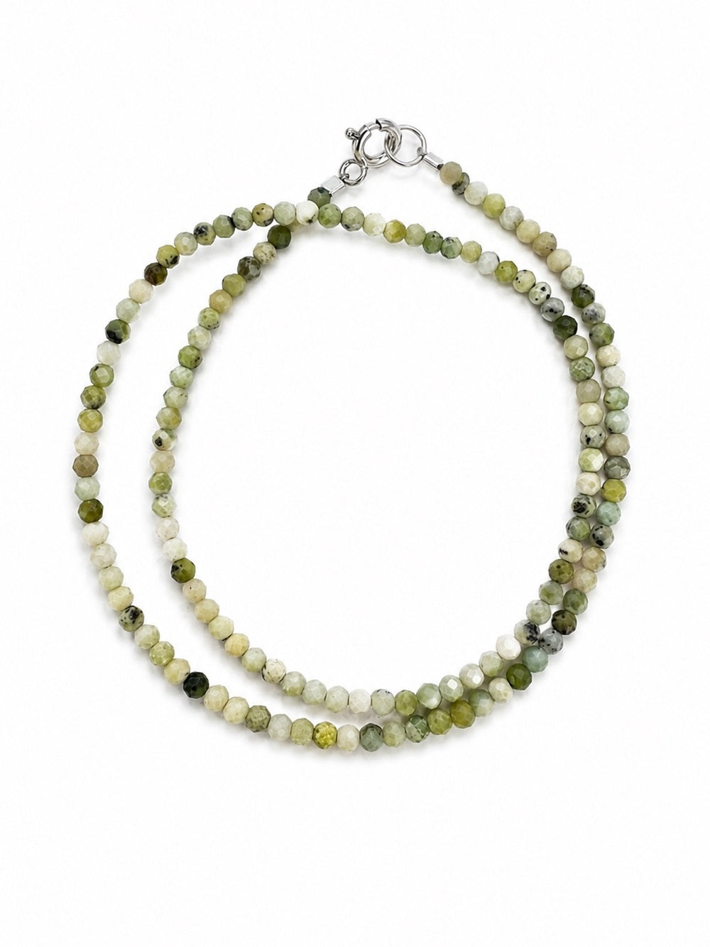 Chrysophrase Gemstone Double Bracelet (S925)