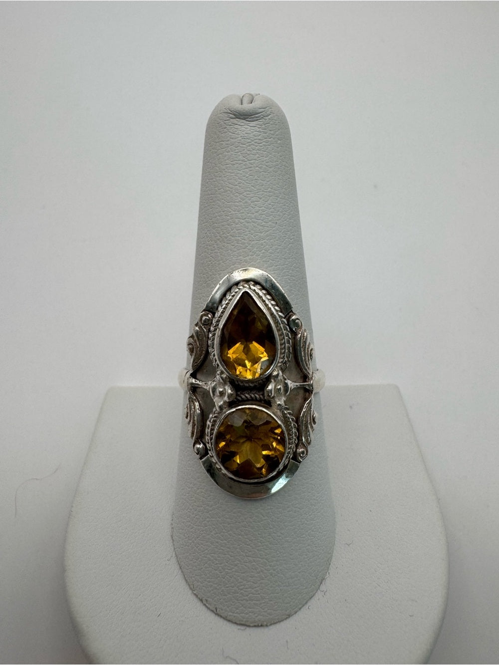 Citrine Two Stone Ring (S925)