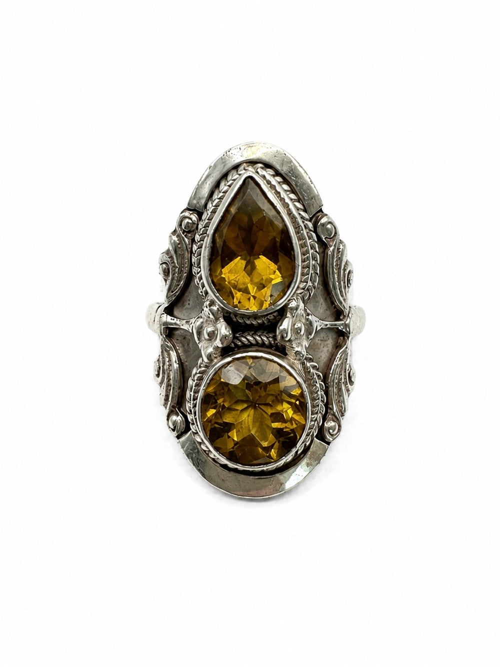 Citrine Two Stone Ring (S925)