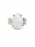 Faceted Moonstone Teardrop Ring (S925)