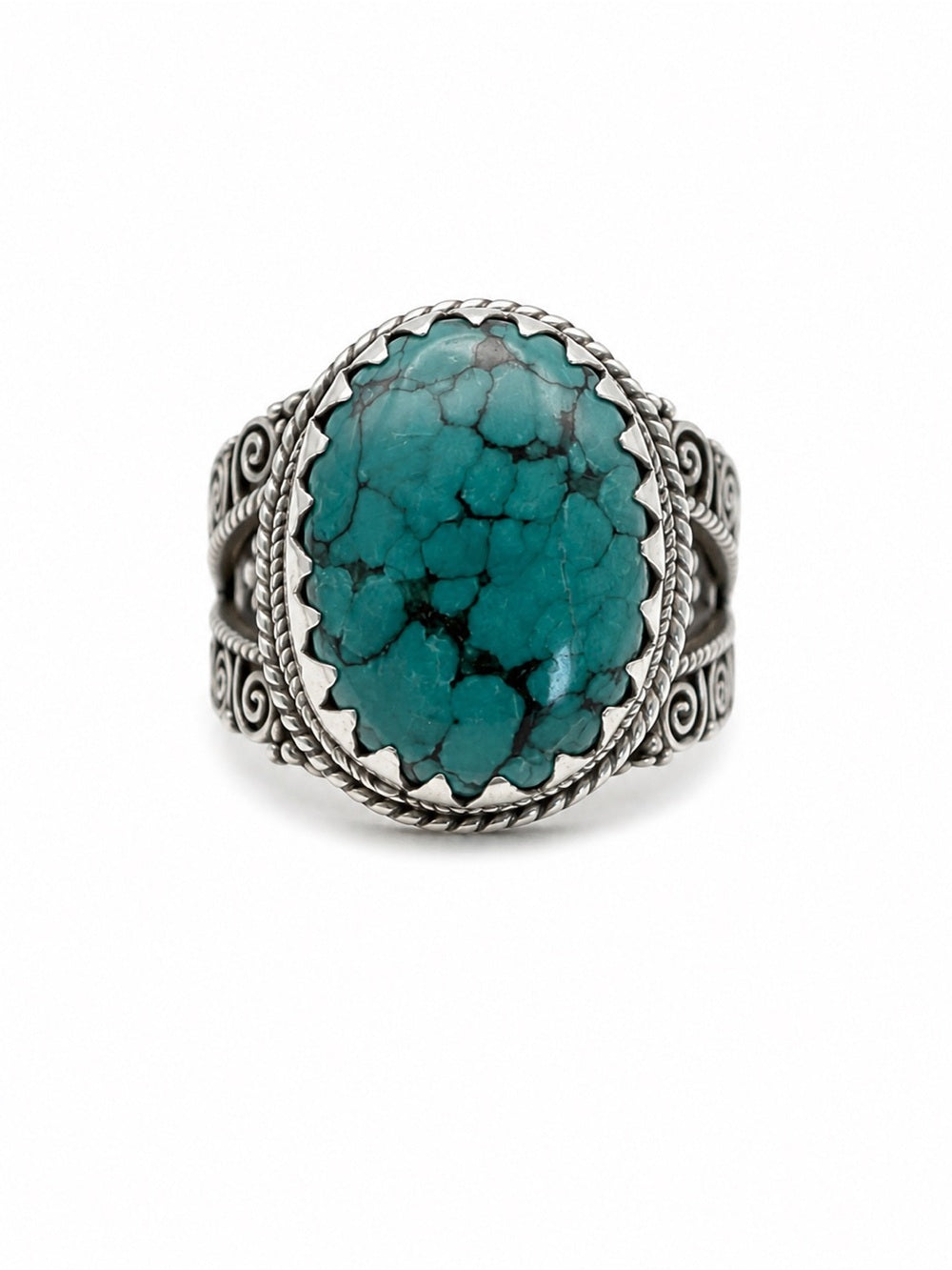 Turquoise Vintage Style Oval Ring (S925)