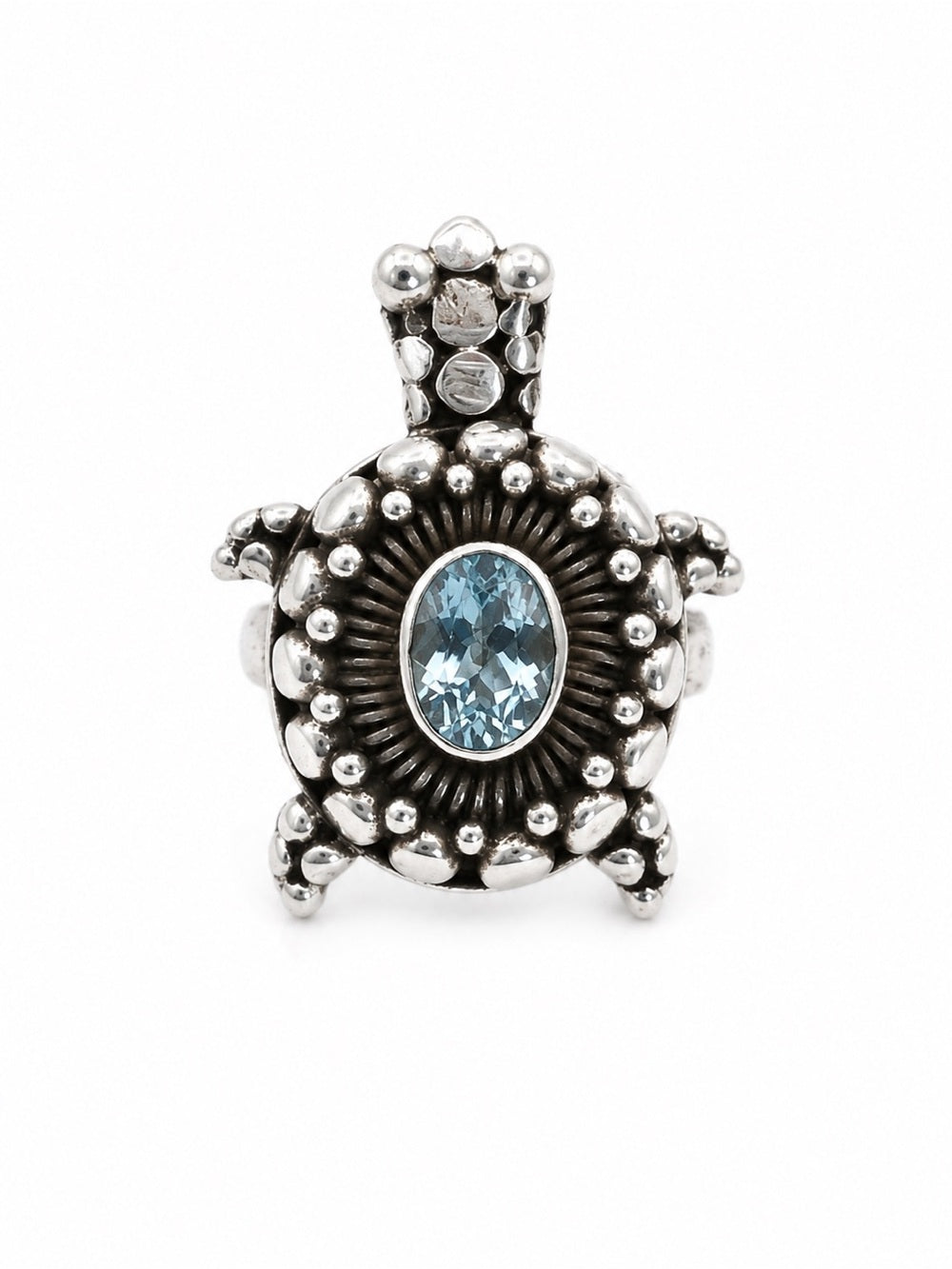 Blue Topaz Turtle Ring (S925)