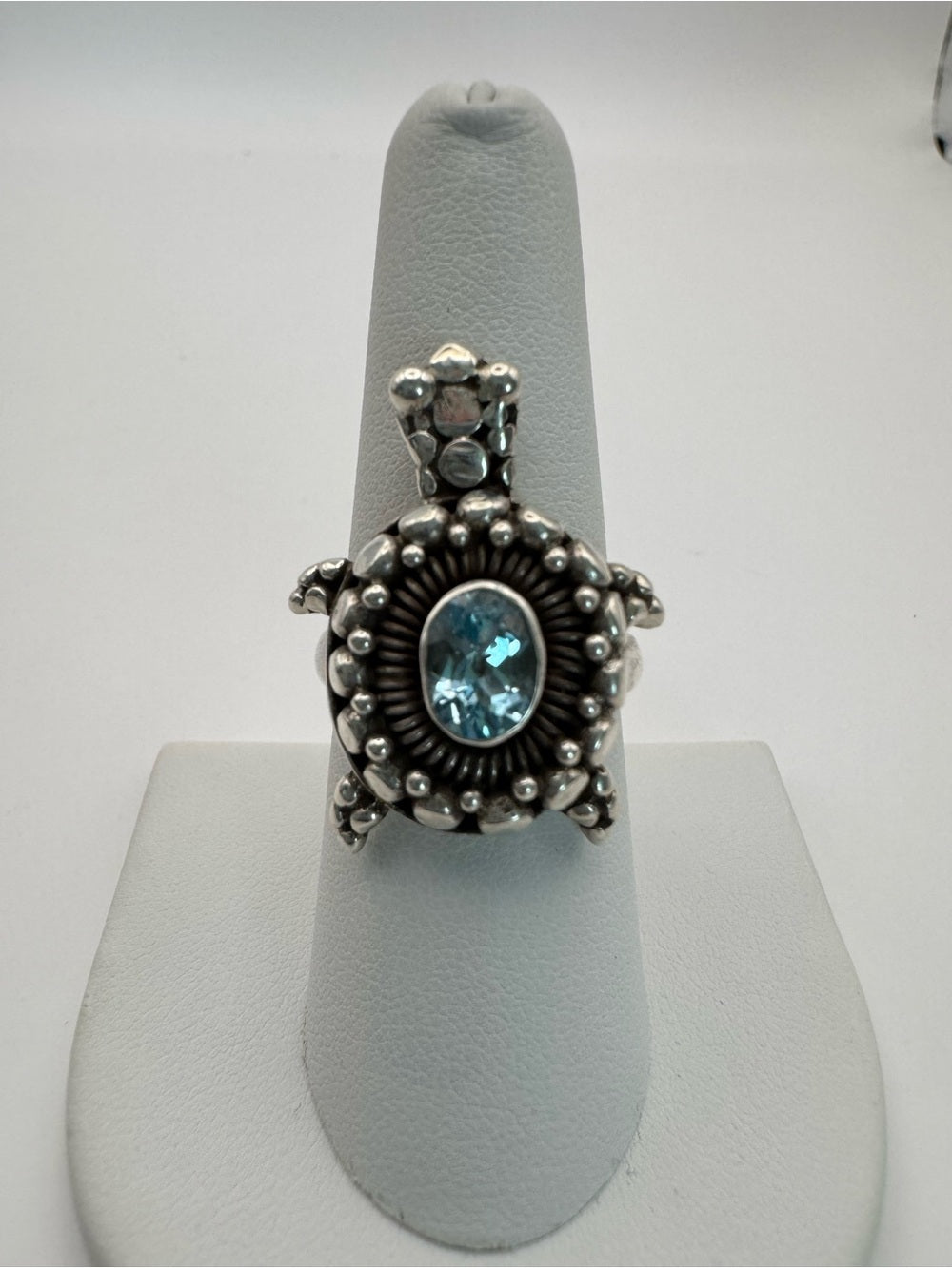 Blue Topaz Turtle Ring (S925)