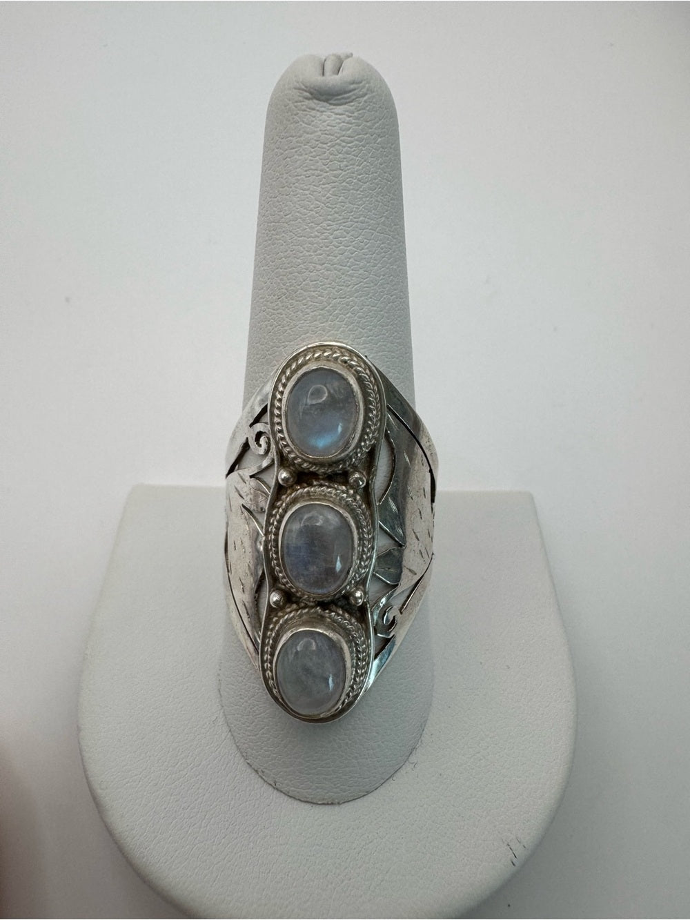 Triple Moonstone Ring (S925)