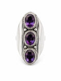 Triple Amethyst Ring (S925)