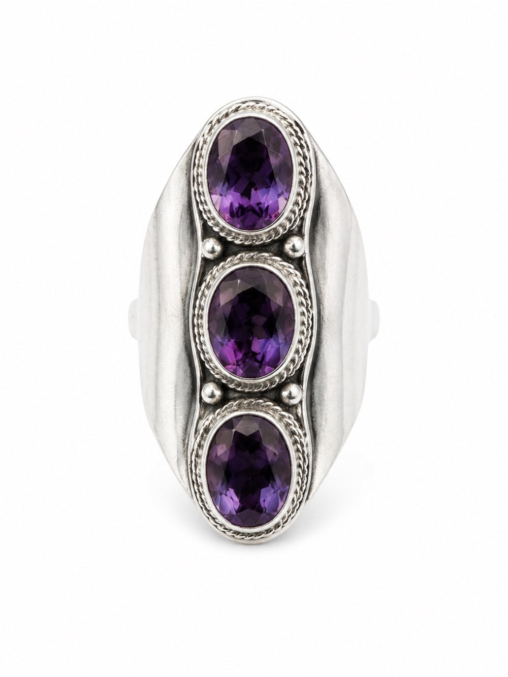 Triple Amethyst Ring (S925)