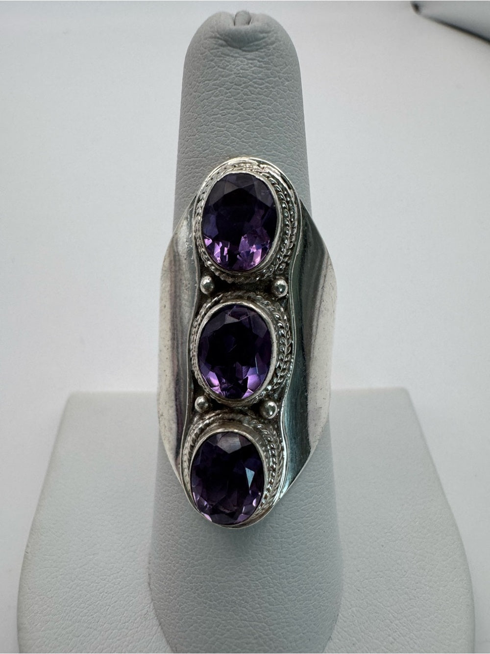 Triple Amethyst Ring (S925)