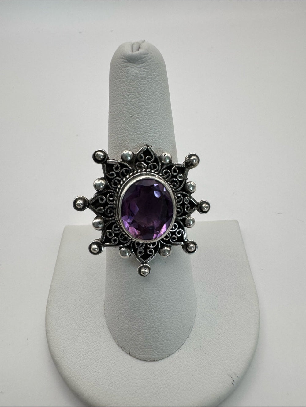 Amethyst Flower Ring (S925)