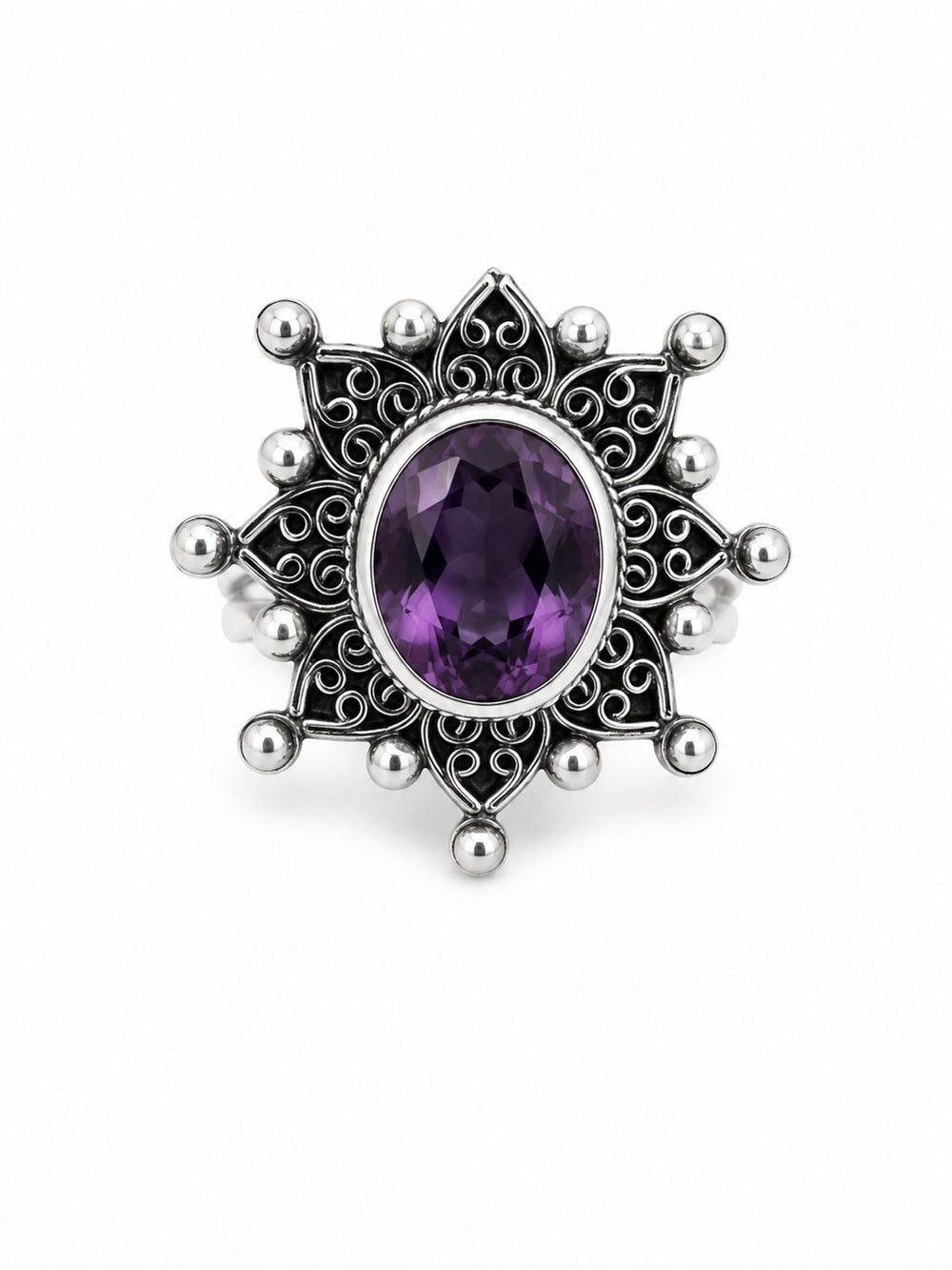 Amethyst Flower Ring (S925)
