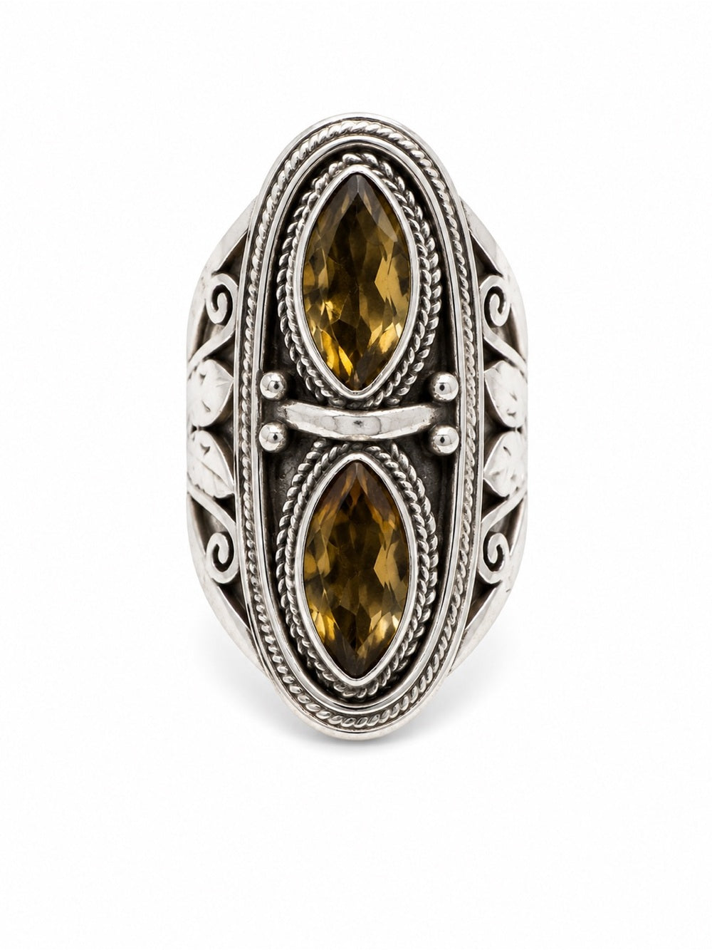 Citrine Double Stone Ring (S925)