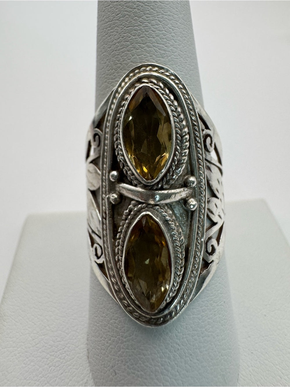 Citrine Double Stone Ring (S925)