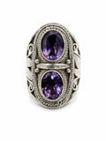 Amethyst Two Stone Ring (S925)