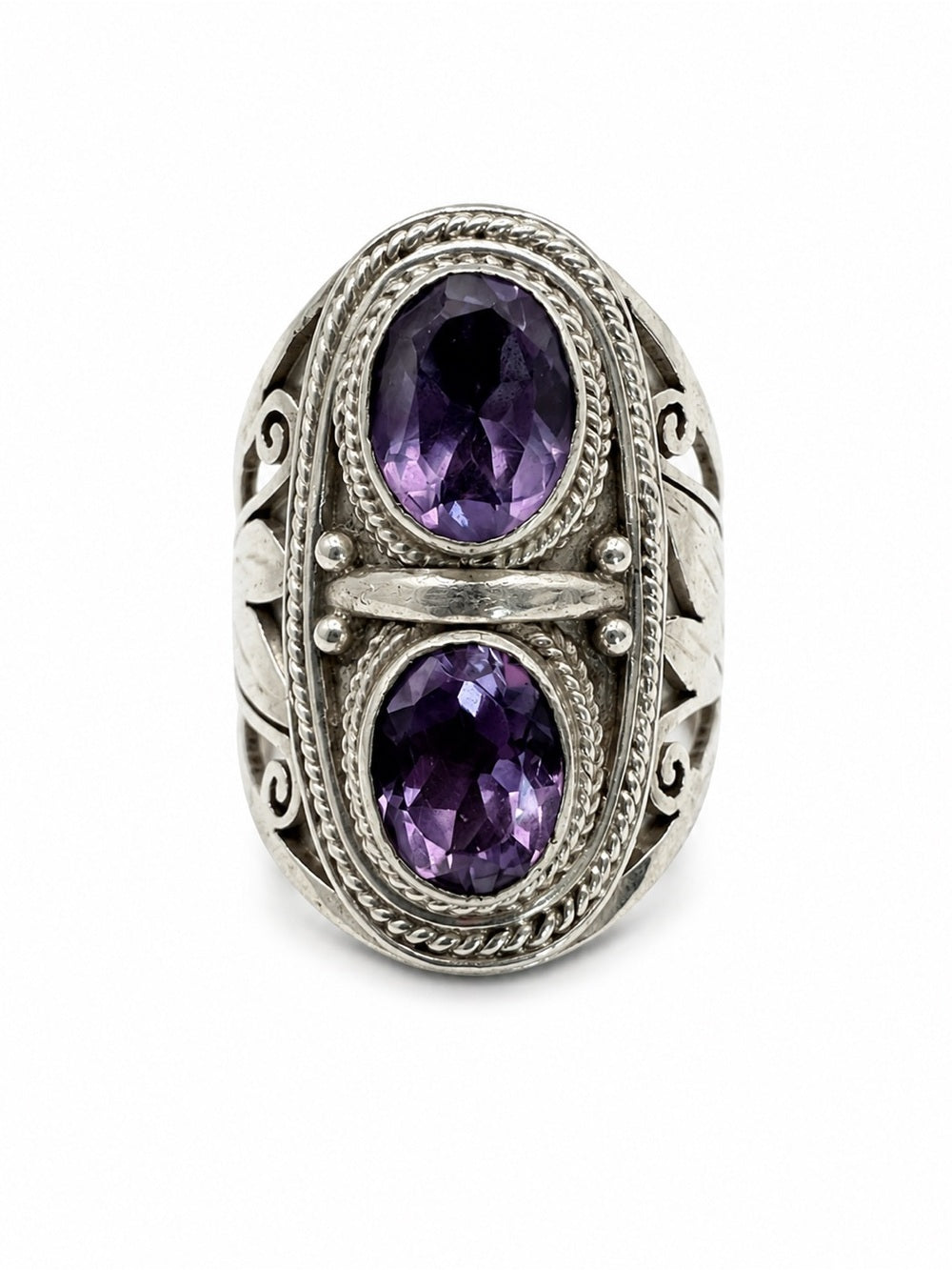 Amethyst Two Stone Ring (S925)