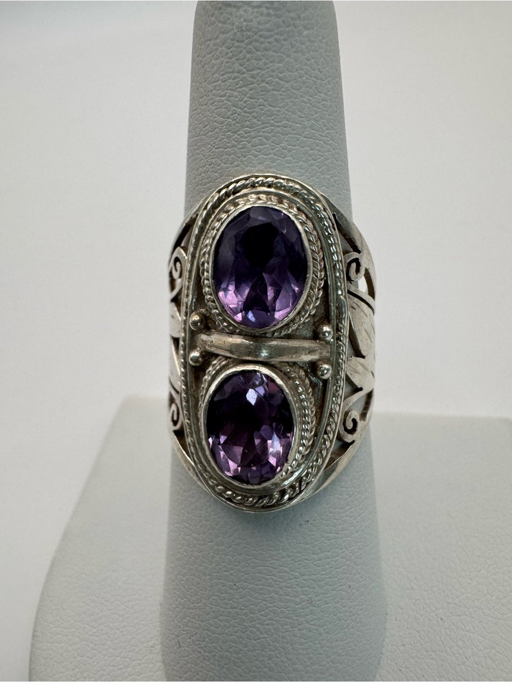 Amethyst Two Stone Ring (S925)