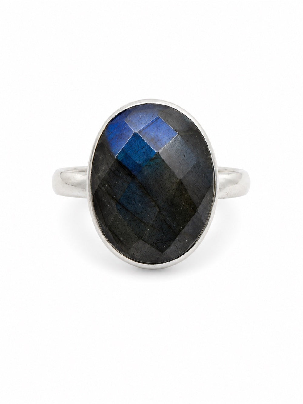 Labradorite Faceted Oval Ring (S925)