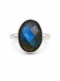 Labradorite Faceted Oval Ring (S925)