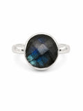 Labradorite Faceted Round Ring (S925)