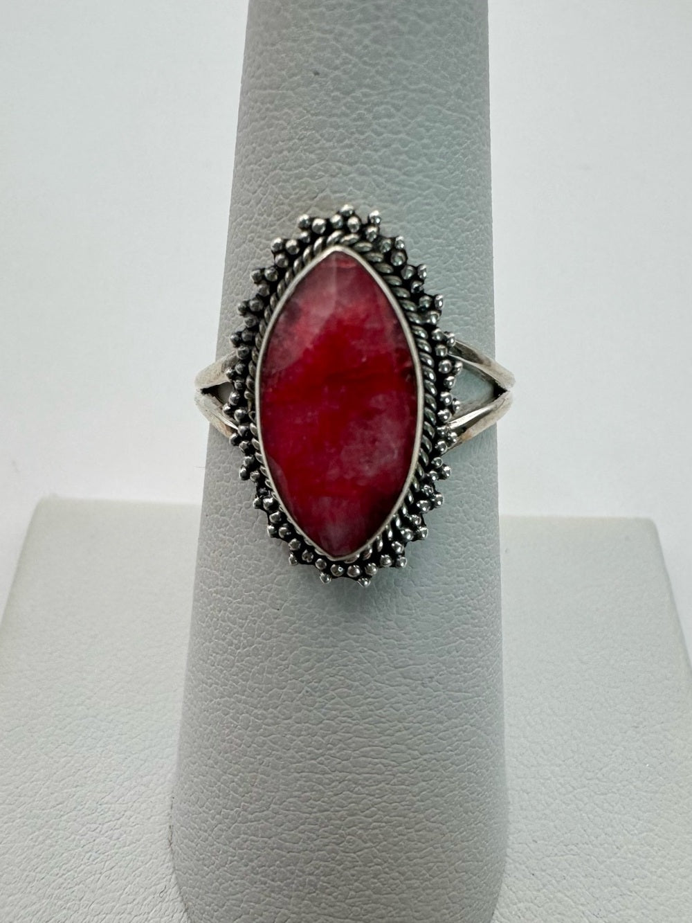 Ruby Marquise Shaped Ring (S925)