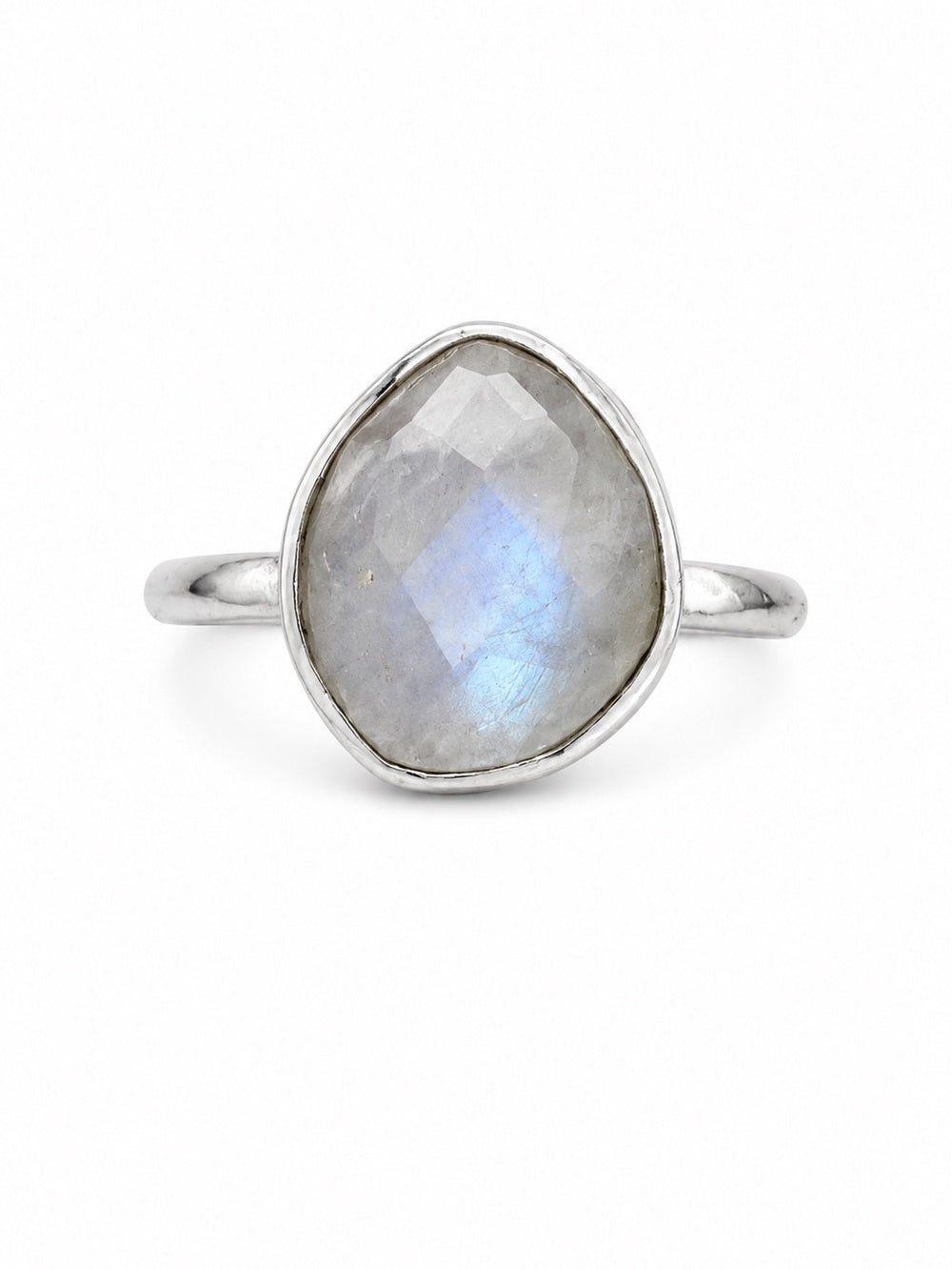 Moonstone Round Faceted Ring (S925)