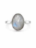 Moonstone Oval Faceted Ring (S925)