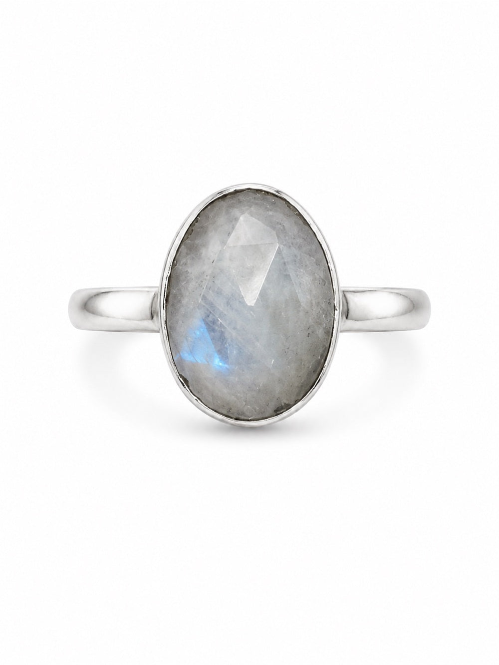 Moonstone Oval Faceted Ring (S925)