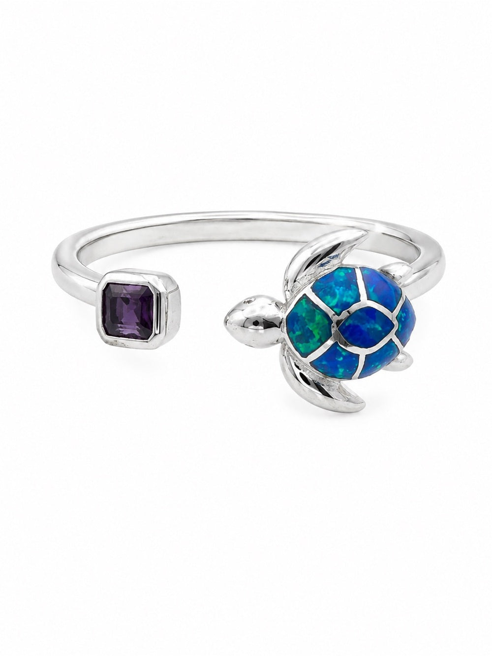 Blue Australian Opal Turtle Ring